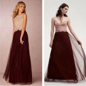 Jenny Yoo Maroon Tulle Maxi Dress Size 0